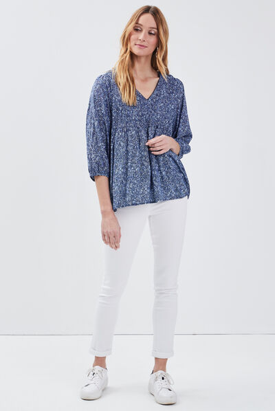 Blouse manches 3/4 blanc femme