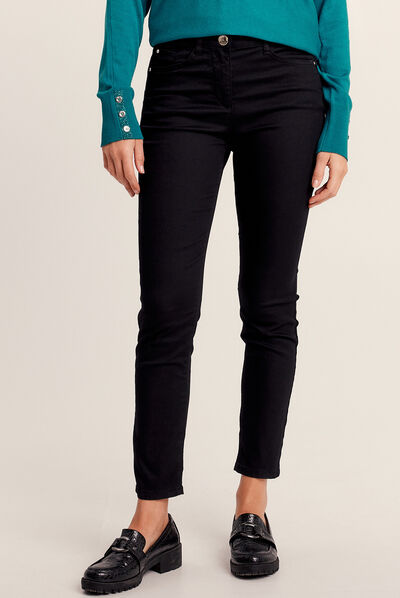 Pantalon léger taille standard 7/8ème noir femme