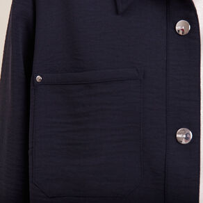 Veste cintrée boutonnée bleu foncé femme