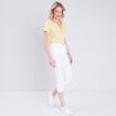 Pantacourt droit taille haute blanc femme