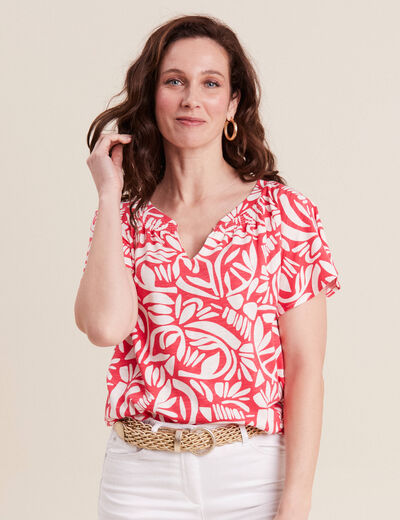 Blouse manches courtes rouge femme