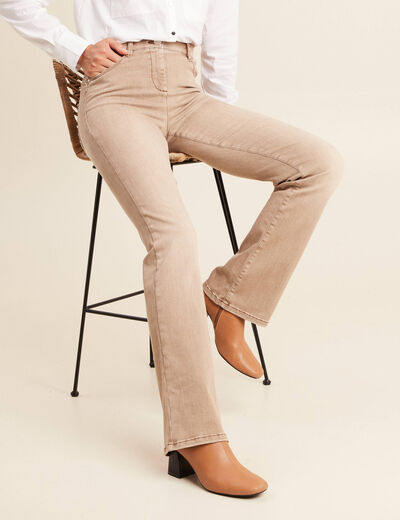 Jean magique L'Unique coupe bootcut denim beige femme