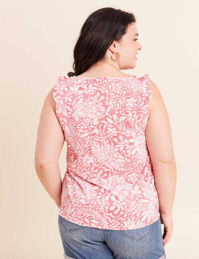 D&eacute;bardeur d&eacute;tails de volants orange corail femme