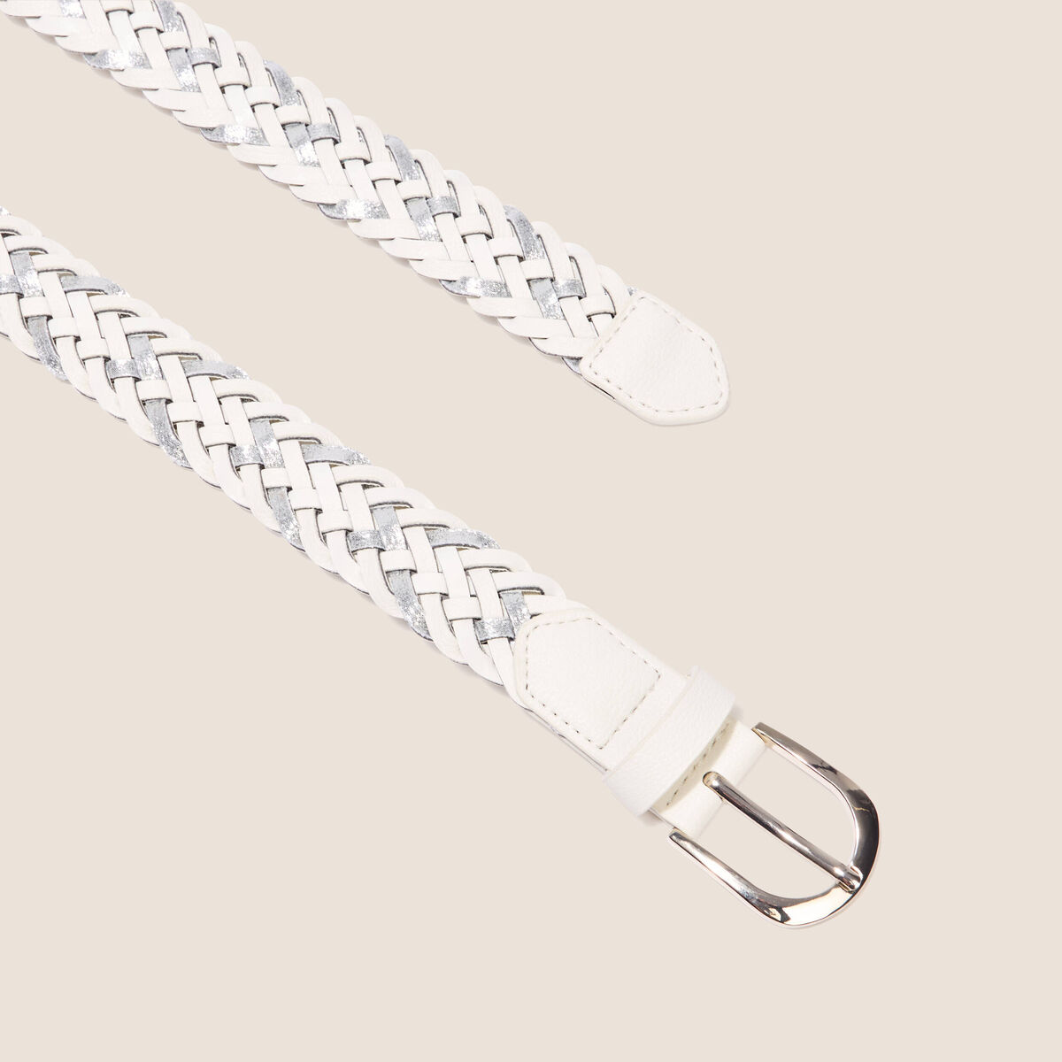 Ceinture tressée irisée ecru femme