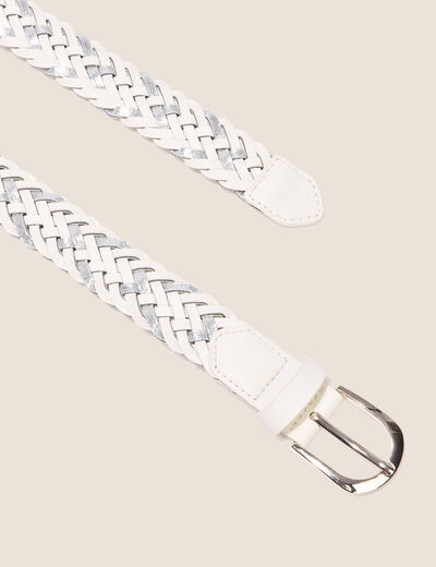 Ceinture tressée irisée ecru femme
