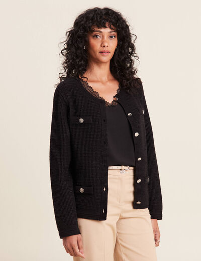 Gilet manches longues noir femme