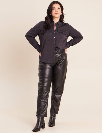 Chemise manches longues bleu femme