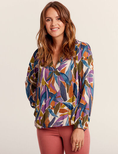 Blouse manches longues multicolore femme