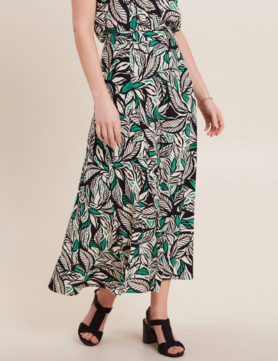 Jupe longue évasée vert femme