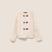 Manteau sans col en fausse fourrure ivoire femme