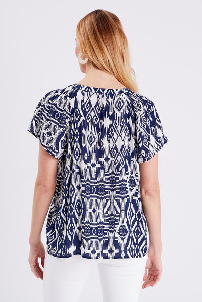 Blouse manches courtes bleu foncé femme
