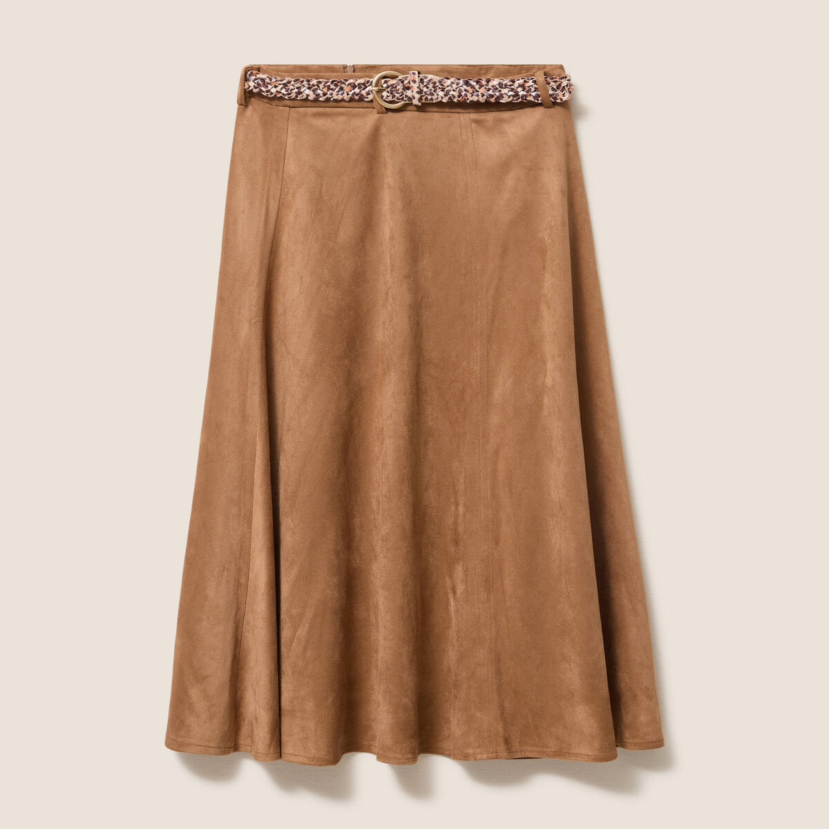 Jupe avec ceinture amovible marron clair femme