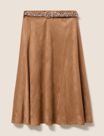 Jupe avec ceinture amovible marron clair femme