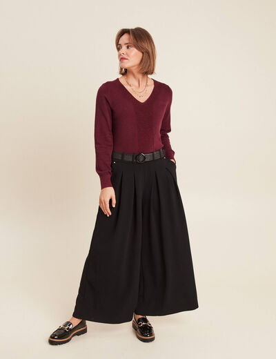 Pull manches longues bordeaux femme
