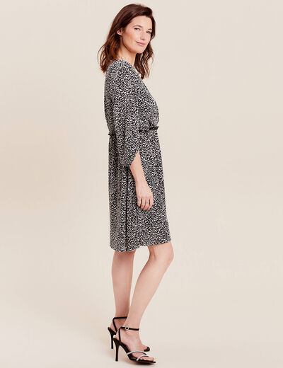 Robe évasée plissée noir femme