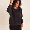 Pull col rond manches longues marron femme