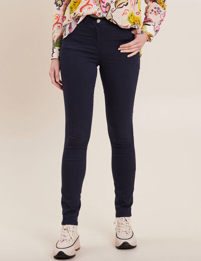 Pantalon léger taille standard long bleu marine femme