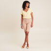 Bermuda ajusté ceinturé beige femme