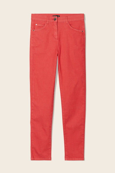 Pantalon léger taille standard 7/8ème rouge femme