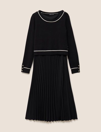 Robe longue &eacute;vas&eacute;e 2 en 1 noir femme