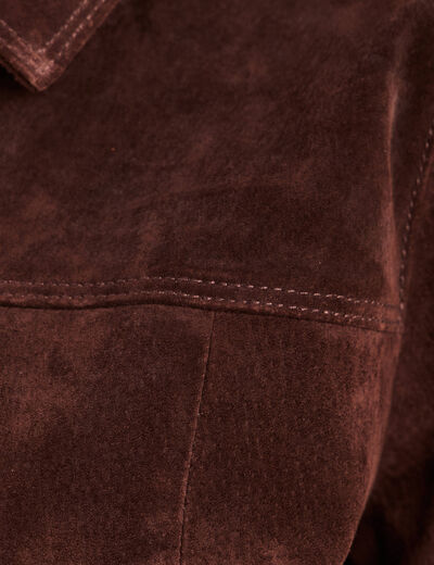 Veste doubl&eacute;e marron fonc&eacute; femme