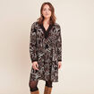 Robe fluide col v manches longues noir femme