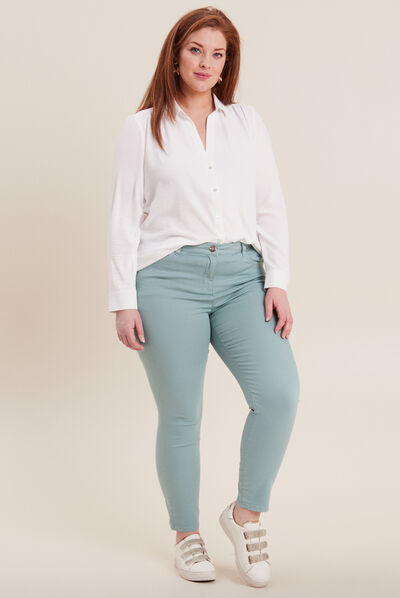 Pantalon léger taille standard 7/8ème bleu canard femme