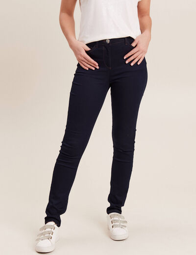 Jeans léger taille haute long denim brut femme