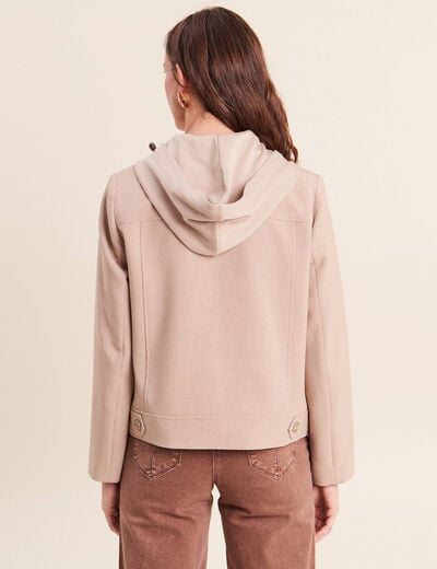 veste cintr&eacute;e doubl&eacute;e avec capuche beige femme