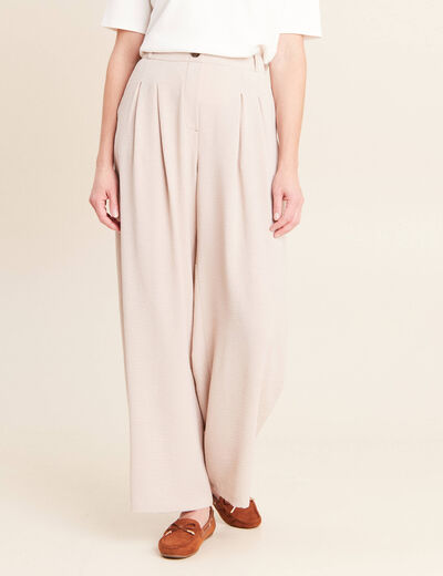 Pantalon large taille standard gris clair femme