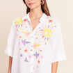 Chemise ample manches 3/4 col chemise blanc femme