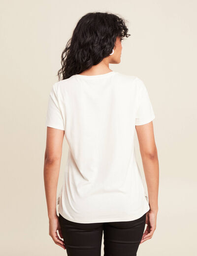 T-shirt cintré court manches courtes ecru femme