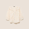 Blouse col tunisien manches 3/4 ecru femme