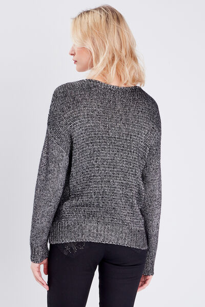 Pull manches longues gris clair femme