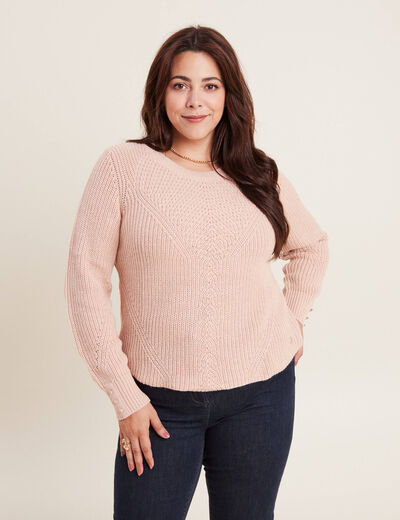 Pull manches longues rose poudrée femme