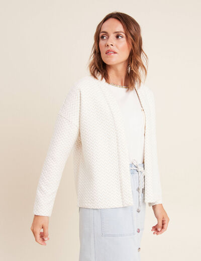 Veste matelassée col châle ecru femme