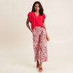 Blouse manches courtes volants rouge femme
