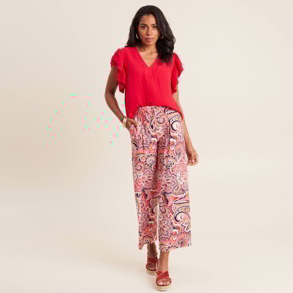 blouse manches courtes volants rouge femme Blouse manches courtes volants rouge femme