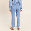 Jogging large 7/8&egrave;me en maille denim bleach femme