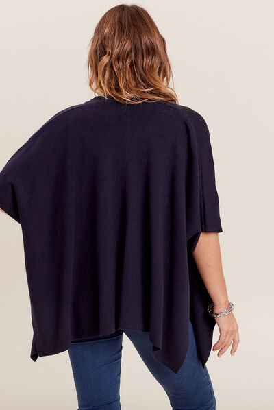Poncho avec strass bleu foncé femme