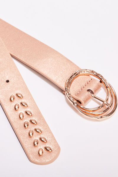 Ceinture avec clous rose clair femme