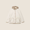 Manteau laine mouton à capuche ecru femme