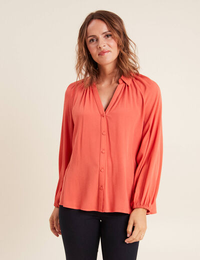 Chemise manches longues rouge foncé femme