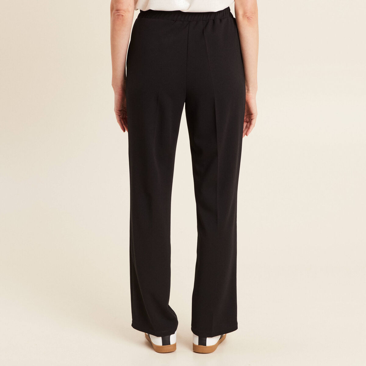Pantalon droit taille haute noir femme