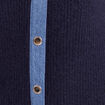 Veste col chemise manches longues bleu fonc&eacute; femme