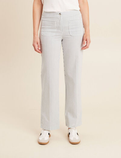 Pantalon droit taille haute blanc femme