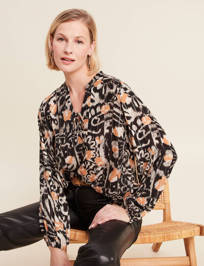 Blouse manches longues marron clair femme