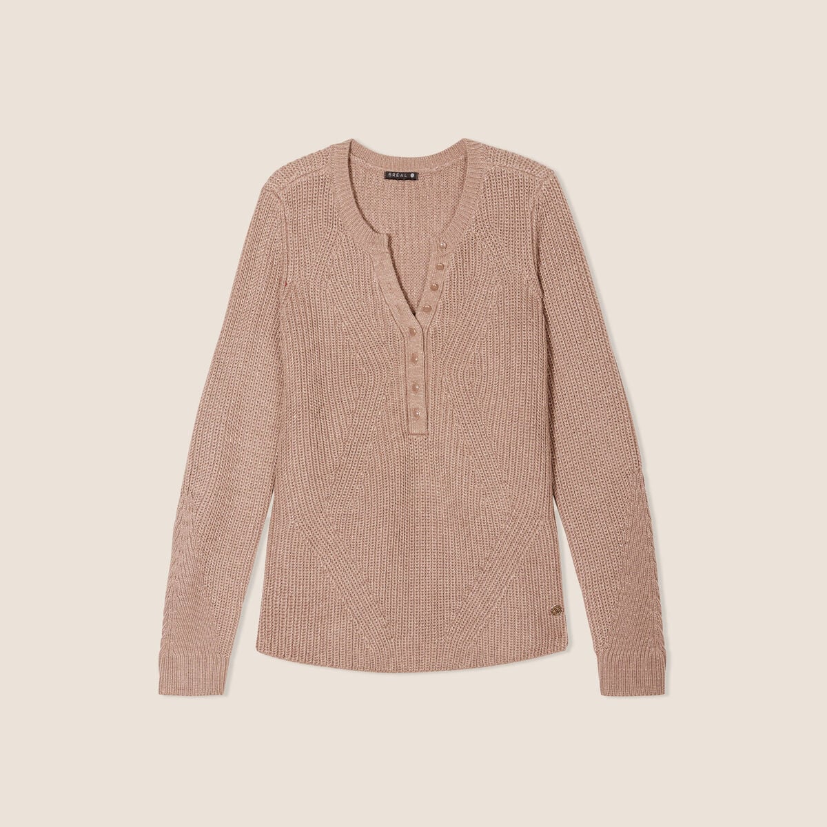 Pull manches longues taupe femme