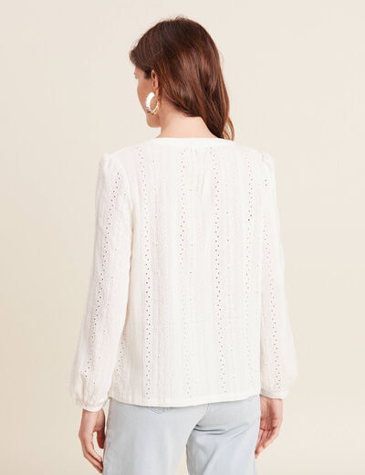 Blouse manches longues ecru femme