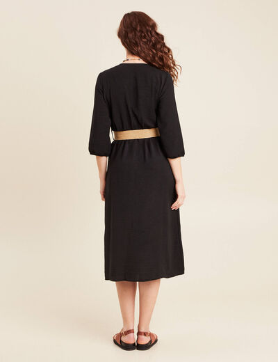 Robe droite ceinturée noir femme